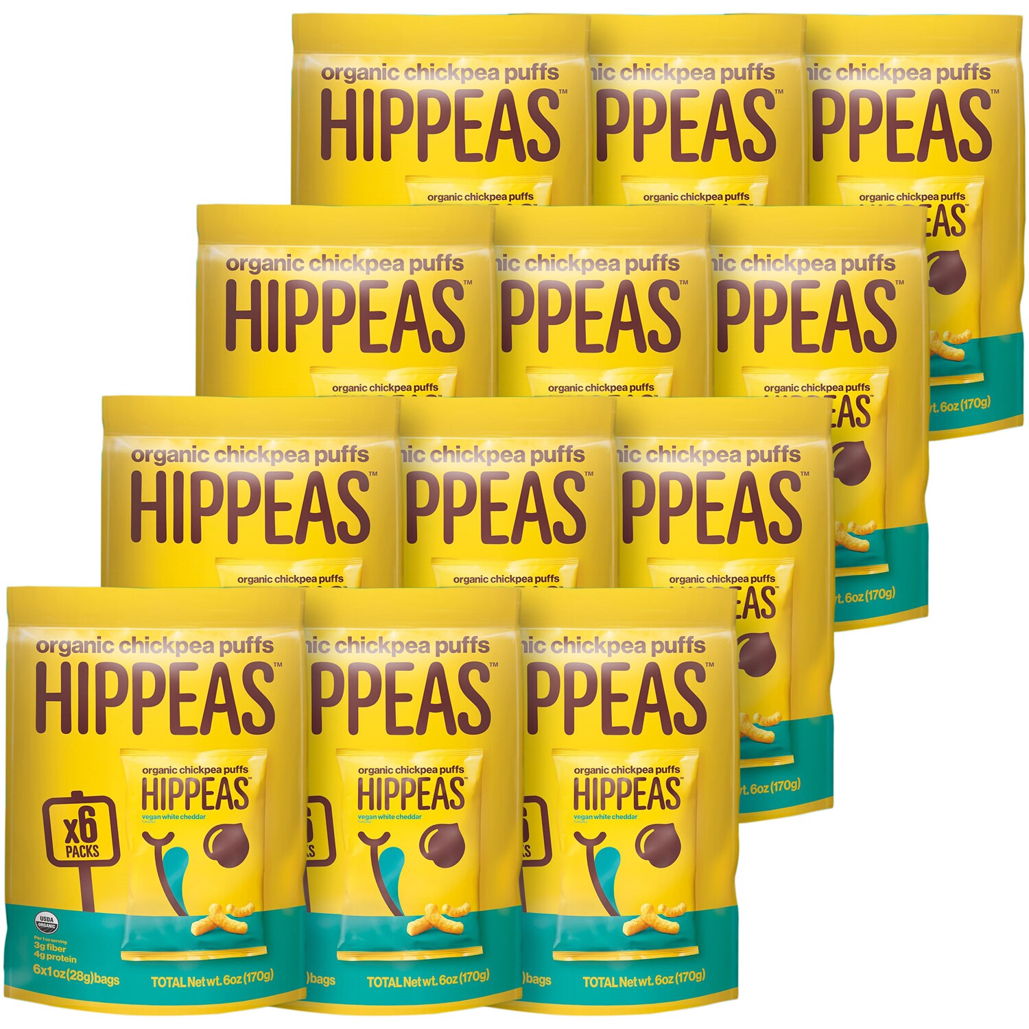 Hippeas Organic Chickpea Puffs, Vegan White Cheddar Packs
